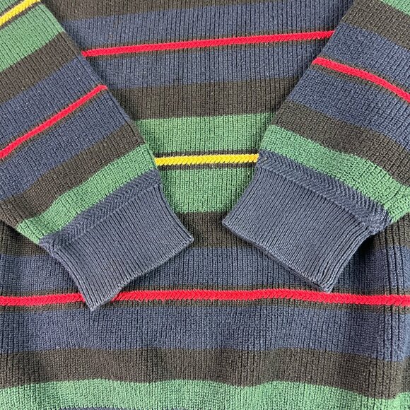 VTG 90s Nautica Knit Sweater Mens Fits Large Colorful Striped Crewneck Tag XL - Picture 2 of 13